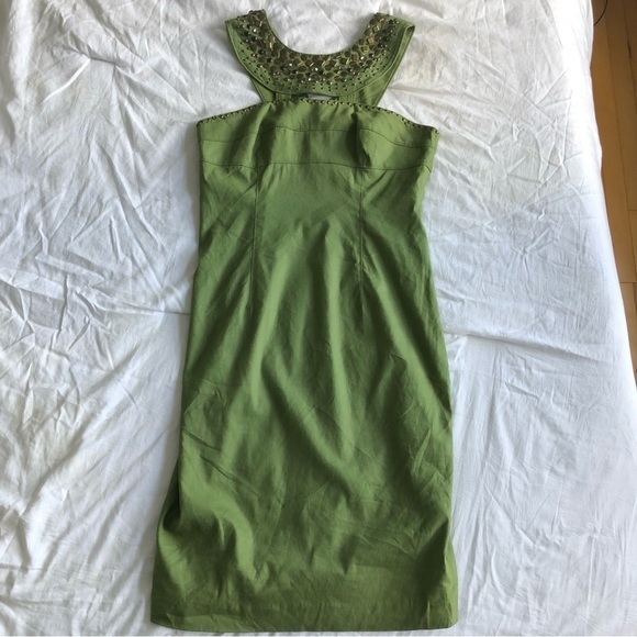 Adrianna Papell Linen Blend Beaded Cleopatra Dress - Picture 5 of 12